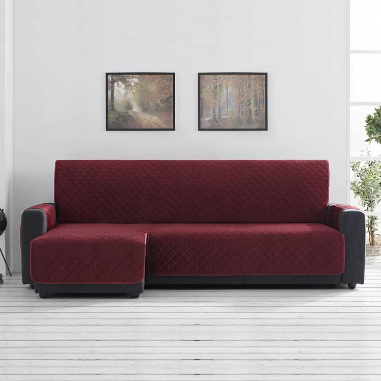 Bankbeschermer Velvet Quilt Chaise Longue Links rood